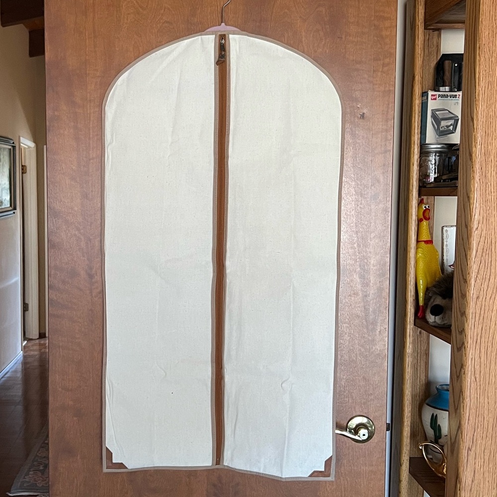 Elegant Cream Garment Bag for Door Storage